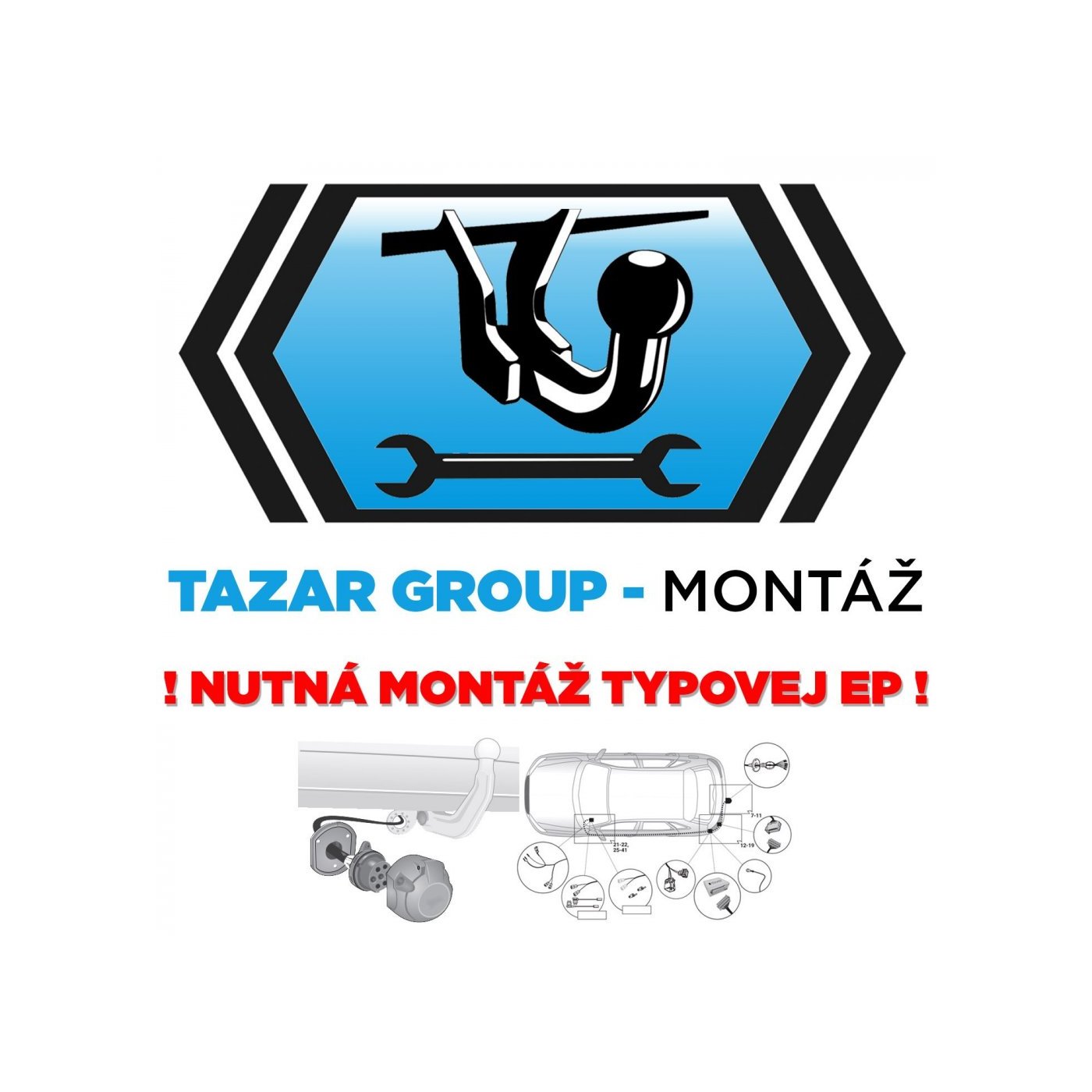 Montáž ťažného + typová elektrika TAZAR Bratislava